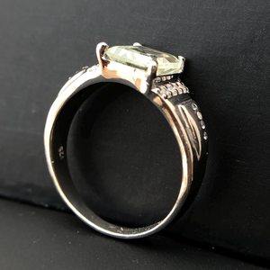 Green Amethyst <b>Ring</b> <b>925</b> Sterling <b>Silver</b> Engagement <b>Ring</b> For Women Or Men Emerald Cut Prasiolite Gemstone Gift For Wife - Product Image 6