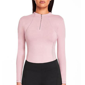 Chemise d'équitation de luxe moderne haut de gamme pour femme, légère, décontractée, unie, avec logo brodé, fermeture éclair, séchage rapide, extensible - Product Image 1