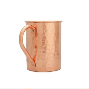 Classic <b>Double</b> <b>Wall</b> Stainless Steel Moscow Mule Hammered <b>Mug</b> with Brass Handle and Straw - Product Image 3