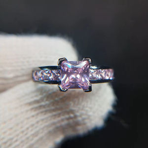 Sterling Silver Black Rhodium Plated Pink CZ Ring Size 6 Sparkling Fashion Ring Jewelry <b>Gift</b> <b>For</b> Women - Product Image 1