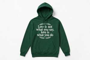 เสื้อฮู้ดสีน้ำเงินกรมท่าสำหรับผู้ชาย พิมพ์ลาย Love Is Not What You Say ผ้าฝ้ายลำลอง มีกระเป๋า ทรงปกติ ใส่ได้ในฤดูใบไม้ผลิ รับผลิตแบบ OEM - Product Image 2