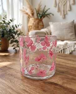 Mug à café en verre à double paroi, écologique, résistant à la chaleur, isolé, avec motif de fleurs séchées, pour les fêtes, la maison et le bureau - Product Image 1