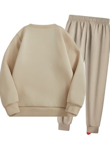 Girls' 2-Piece Fall Winter Casual Round Neck 100% Cotton Anti-Wrinkle Sweatshirt & Long Pants Set for Holidays Vacation - Product Image 2