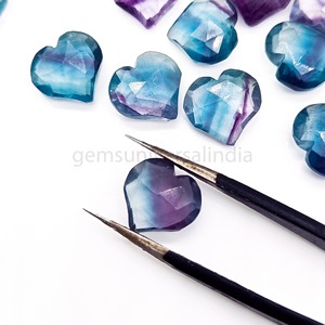 Fluorita Natural Multicolor en Forma de Corazón, Gema Facetada de 12mm, Colgante de Corazón Tallado a Mano, Precio al por Mayor, Joyería a Granel - Product Image 2