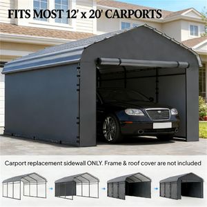 Pannello Laterale di Ricambio Grigio Scuro per Tettoia Auto, Copertura Laterale per Gazebo Auto - Product Image 2