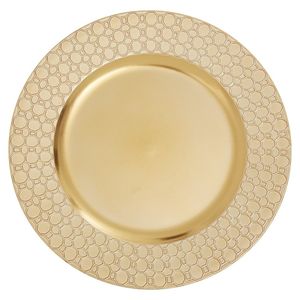 Plateau de service rond en métal plaqué or de qualité supérieure, gravé de motifs floraux, pour décoration de mariage, vaisselle d'hôtel, présentoir de luxe pour la maison - Product Image 5
