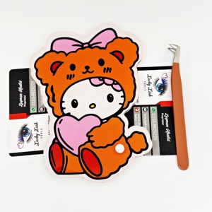 Sustainable Teddy Bear Heart Holographic Acrylic Lash Tiles Convenient <b>Magnetic</b> <b>Eyelash</b> Extension Tools with Logo Offer - Product Image 1