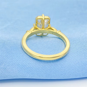 CONCEPTION 925 Sterling <b>Silver</b> Wedding Engagement <b>Rings</b> <b>Emerald</b> Cut Diamond <b>Ring</b> D Color VVS Moissanite <b>Ring</b> For Womens - Product Image 2