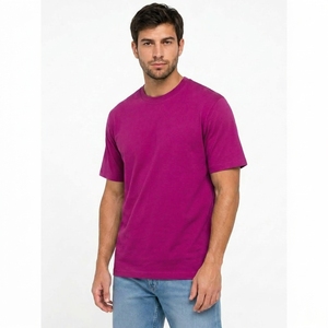 T-shirt décontracté à col rond en coton épais et ample pour un usage quotidien - Product Image 3