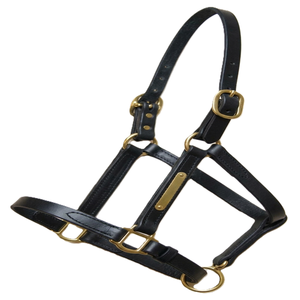 Harnais pour cheval en cuir véritable noir, brun ou marron, finition haut de gamme, avec ferrures en laiton et plaque nominative personnalisée. - Product Image 2