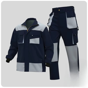 Conjunto de Chaqueta y Pantalones de Trabajo de Poliéster para Hombre, Color Negro y Gris, Resistente a la Abrasión, para Todas las Temporadas, Uso Profesional - Product Image 6