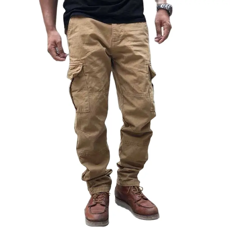 Cargo Jogger Pants Khaki Men's Slim Wholesale Custom 100 Cotton Men Casual Plain OEM Pockets