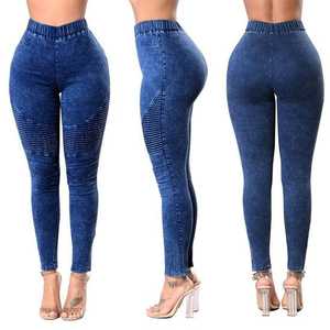 Jean Skinny Femme Grande Taille Taille Haute Effet Denim Panneauté Longueur Intégrale Coton Spandex Style Décontracté Printemps - Product Image 2