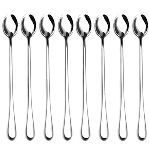 ชุดช้อนสแตนเลสด้ามยาว ช้อนโลหะทนทานสำหรับกาแฟ ชา ของหวาน ใช้ในครัว รับประทานอาหาร และคนเครื่องดื่ม - Product Image 4