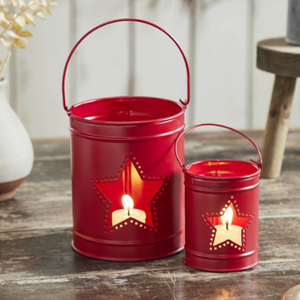 Portavelas Metálicos Patrióticos con Forma de Estrella, Rojos, Juego de 2 Portavelas Metálicos Pequeños - Product Image 1