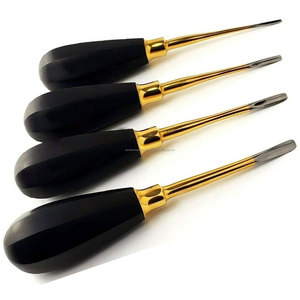 Dental Extraction Elevators 4 Pcs Silver Ergonomic Grip Gold Plated Stainless Steel Manual Surgical Tooth Root Elevator - Product Image 2