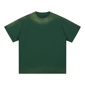Camisetas de Hombre de Alta Calidad, Estilo Americano, Verano, 100% Algodón, Secado Rápido, Lavadas, Desgastadas, Lisas, Corte Cuadrado, Hombros Caídos - Product Image 5