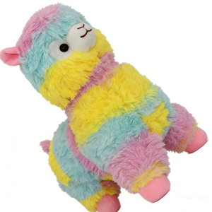 Alpaca de peluche personalizada en colores pastel, lama de peluche suave y esponjosa, juguete de alpaca con bloques de color. - Product Image 4