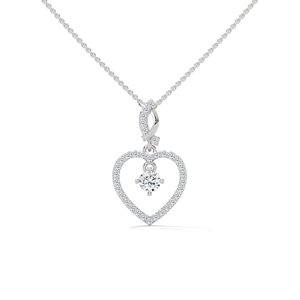 Collier avec pendentif en forme de cœur blanc, chaîne avec pendentif en diamant, bijoux pour anniversaire, cadeau de mariage - Product Image 1