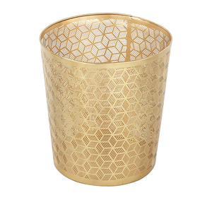 Poubelle de luxe finition brossée, en acier inoxydable doré de qualité supérieure, petite poubelle en métal pour hôtel et maison avec couvercle amovible - Product Image 6