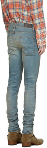 Men's Classic Light Blue <b>Color</b> Wash Ripped Denim Jeans Straight Fit 5 Pockets Style Designer Fashionable Man Jeans Pants - Product Image 5