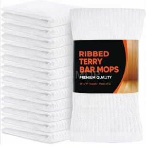 Cheapest Price 100% Cotton 16x19 32oz White Ribbed <b>Terry</b> Bar Mop <b>Towels</b> Heavy Duty Commercial Janitorial Wipers from Indian Mill - Product Image 2