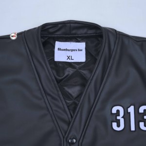 Chaqueta de Cuero PU Negra para Hombre a Precio Económico al por Mayor, con Logotipo Bordado, Cierre de Botones Delanteros, Corte Regular, Estilo Casual, para Otoño - Product Image 6