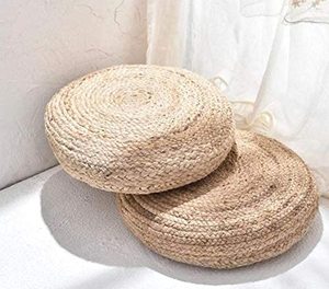 Customised Round Water Hyacinth Ottoman <b>Stool</b> Handcrafted Woven Accent Piece for Seating Side <b>Table</b> and Natural Living Room - Product Image 3
