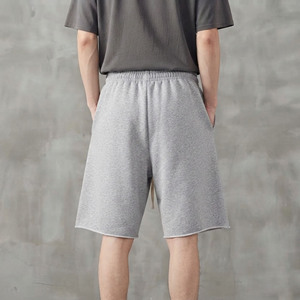 Shorts pour homme de qualité supérieure, écologiques, respirants, 100 % coton, logo imprimé DTF personnalisé, poids lourd, grandes tailles, couleur unie. - Product Image 6