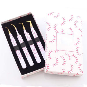 Pinzas de punta recta y curva, 4 piezas, mango recubierto de papel, 4.5 pulgadas, acero alemán, pinzas para extensión de pestañas postizas para belleza - Product Image 5