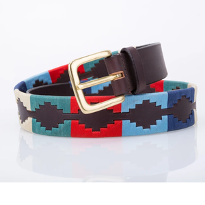 Ceinture de luxe sportive POLO, style argentin Gaucho, artisanale, multicolore, en cuir de vachette véritable, avec boucle en acier - Product Image 1