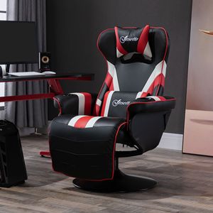 Sedia da Gaming Stile Racing Nera, Bianca e Rossa con Supporto Lombare, Poggiapiedi e Portabicchieri, Reclinabile con Caratteristiche Eleganti - Product Image 2