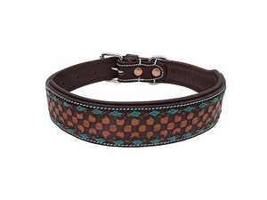 Handmade Western Leather <b>Dog</b> <b>Collar</b> Geometric Pattern Adjustable Buckle Closure Classic Style All Seasons Use - Product Image 3