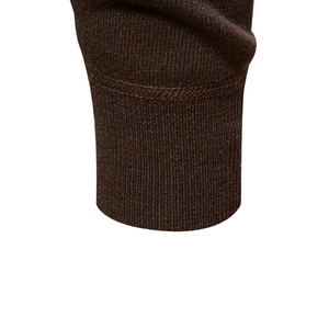 Pull à col montant zippé marron pour homme, à manches longues, côtelé, anti-boulochage, tricoté pour l'automne, style décontracté - Product Image 6