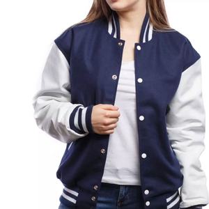Venta al por mayor estilo de moda personalizada larga Mujer Letterman chaqueta de calidad superior mujeres recortadas Varsity chaquetas con bolsillos delanteros - Product Image 6