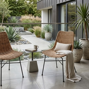 Natural Woven Rattan <b>Shell</b> Dining <b>Chair</b> Black Metal Leg Mid Century Accent Side <b>Chair</b> Setup Decor Pure Art Room Design - Product Image 3