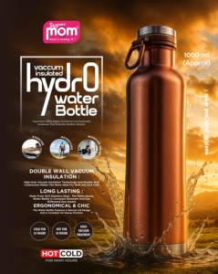 ขวดน้ำสุญญากาศสแตนเลสสตีล Anax Hydro 1000 มล. รุ่นโมเดิร์น ผนังสองชั้น เก็บความเย็นได้ 24 ชั่วโมง / เก็บความร้อนได้ 18 ชั่วโมง - Product Image 6