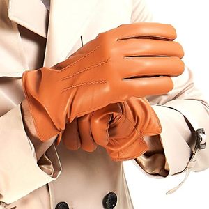 Gants en cuir pour poignets, non doublés, thermiques, chauds, pour l'hiver, usage quotidien, style uni - Product Image 5