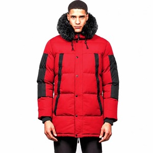 <b>Men's</b> <b>Long</b> <b>Puffer</b> Jacket Winter Color Block Parka <b>Coat</b> with Detachable Fur Hood Thick Outdoor Outerwear - Product Image 4