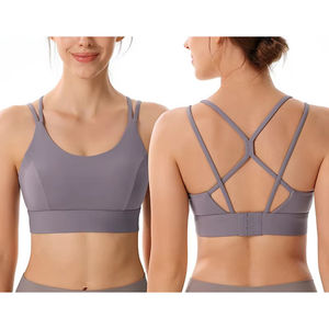 Sujetador deportivo para mujer con espalda cruzada, sin costuras, a prueba de golpes, para yoga, fitness, gimnasio, ropa deportiva, top con logo personalizado - Product Image 2