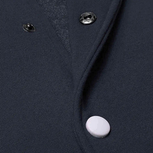 High Quality Men's College Baseball Bomber Jacket Black Varsity Style Ribbed Collar Button Closure Pockets-100% Cotton Winter - Product Image 6