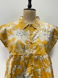 Débardeur court à manches bouffantes en coton doux imprimé floral, style bohème, écologique et respirant, col en V, pour femme, idéal pour l'été - Product Image 2