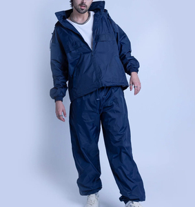 Conjunto Deportivo con Capucha Azul Marino para Hombre, Estilo Urbano, Color Sólido, Secado Rápido, Poliéster, Ropa de Otoño, Logotipo Frontal con Impresión por Transferencia de Calor - Product Image 3