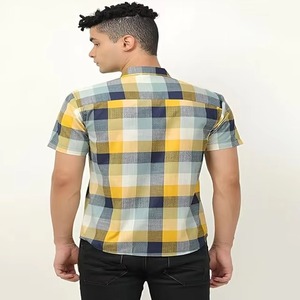 Chemises décontractées à carreaux à manches longues et col montant pour hommes, grande taille, nouvelle collection été, en coton respirant et infroissable, pour jeunes et d'âge moyen - Product Image 6