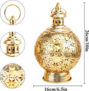Portavelas Decorativo de Metal Estilo Boho con Diamantes, Resistente al Calor, Lámpara Colgante para Hogar, Jardín, Patio, Bodas, Fiestas, Mesa - Product Image 4