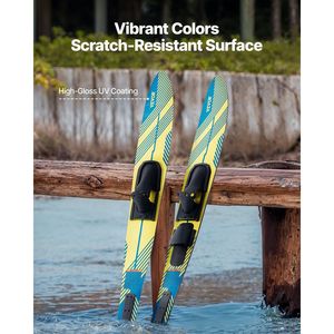 Esquís acuáticos de 67 pulgadas con revestimiento UV de alto brillo, fijaciones ajustables X-9 tipo herradura y placa trasera acolchada para adultos, equipo para deportes acuáticos - Product Image 6