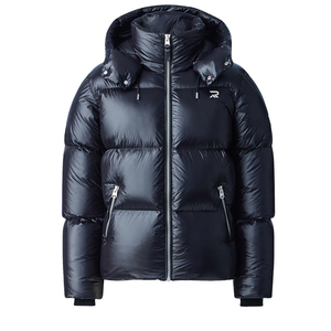 Chaqueta Acolchada con Capucha para Hombre, Negra, Relleno de Plumón, Cortavientos, Informal, de Invierno, con Cierre de Cremallera, Corte Regular, Color Sólido - Product Image 4