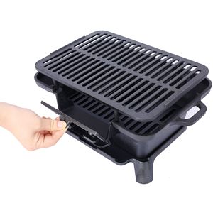Parrilla Ovalada de Hierro Fundido 100% Esmaltado, Duradera, Pequeña, Portátil, para Acampar, Parrilla de Carbón para Mesa, Sartén de Hierro Fundido 100% - Product Image 5
