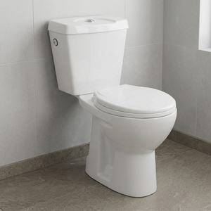 Inodoro de Cerámica Moderno de Dos Piezas, Alargado, Blanco, Estándar Internacional Legend, sin Borde, para Baño - Product Image 5