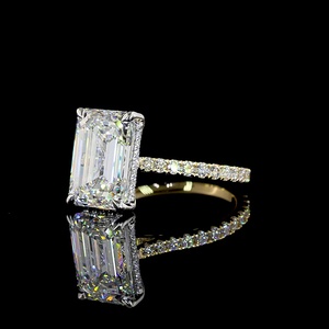 Timeless 5 Carat Emerald Shape Diamond <b>Ring</b> Platinum Prongs Settings IGI Certified Solid <b>Gold</b> Bride Engagement <b>Ring</b> - Product Image 3